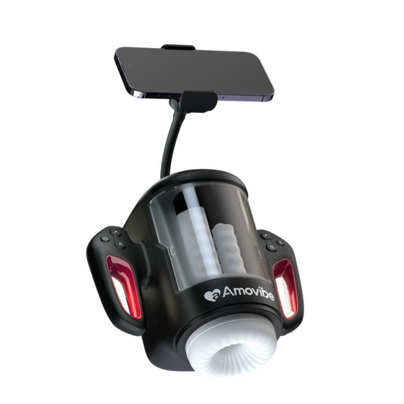 Large View Game King Rubbing Vibrating & Heating Masturbator with Immersive Phone Holder and Hand Grip