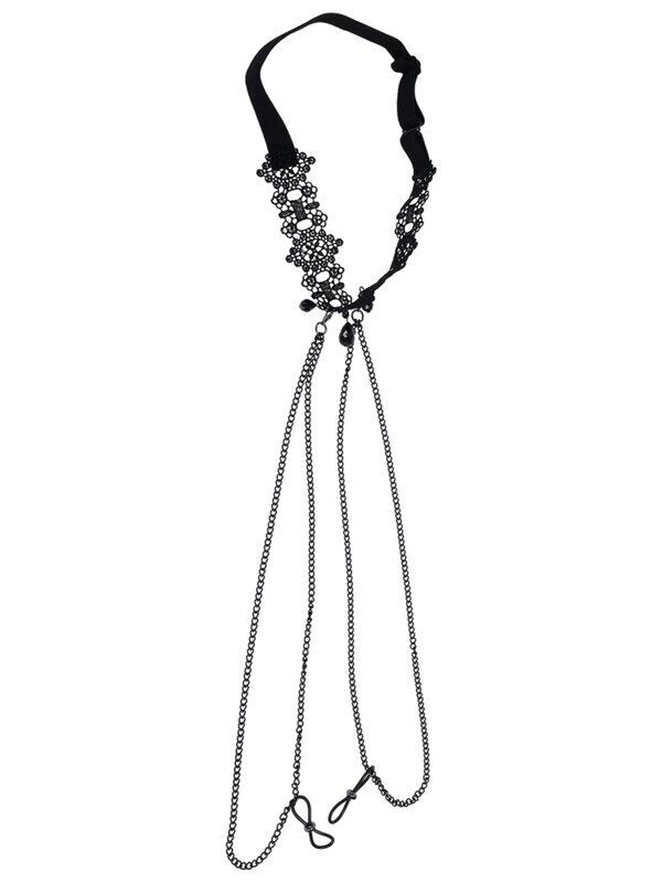 Large View Sex and Mischief Lace Collar with Nipple Ties