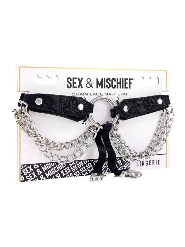 Large View Sex and Mischief Chain Lace Garters