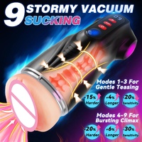 Male Masturbator 3 Sleeves Pocket Pussy Penis Pump with 9 Sucking