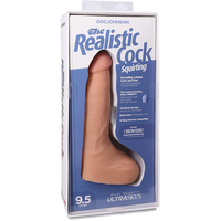 The Realistic Cock - Squirting Cock - With Removable Vac-U-Lock Suction Cup - ULTRASKYN - 9.5 Inch (with balls) Vanilla