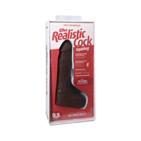 The Realistic Cock - Squirting Cock - With Removable Vac-U-Lock Suction Cup - ULTRASKYN - 9.5 Inch (with balls) Chocolate