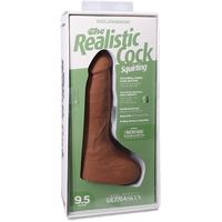 The Realistic Cock - Squirting Cock - With Removable Vac-U-Lock Suction Cup - ULTRASKYN - 9.5 Inch (with balls) Caramel
