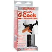 Vac-U-Lock Platinum - The 6" Realistic with Supreme Harness Brown****