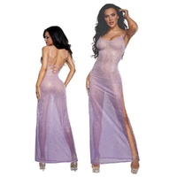 DreamGirl Ombre Glitter Mesh Gown Lilac S/M