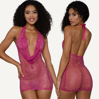 DreamGirl Rhinestone Cowl Neck Mini Dress S/M