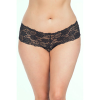 Lace Crotchless Boyshort w/ Elastic Detail Red