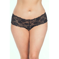 Lace Crotchless Boyshort w/ Elastic Detail Red