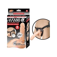 Natural Realskin Squirting Penis W/Adjustable Harness 8 in. White