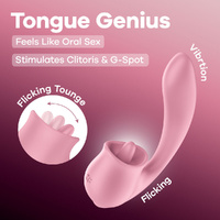 Satisfyer Tongue Genius Pink USB Rechargeable Vibrator with Flicking Clit Stimulator