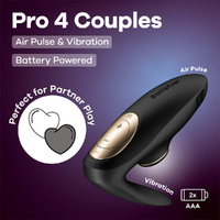 Satisfyer Pro 4 Couples - Battery Series Black U-Shaped Couples Vibe with Air Pulsation