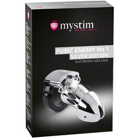 Pubic Enemy No 1 Silver Edition Silver Cock Cage with E-Stim