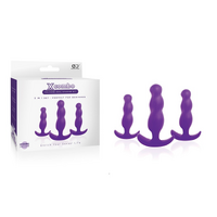 X COMBO SILICONE BUTT PLUG  3PC SET PURPLE