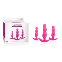 X COMBO SILICONE BUTT PLUG  3PC SET PINK