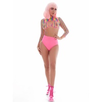 Rainbow Shrug/Bikini Top/Hot Pants Net/ Pasties OS