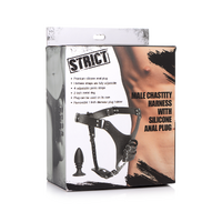 Strict Male Chastity Harness With Silicone Anal Plug