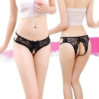 Ashella Lingerie Malika Crotchless Panty Black One Size