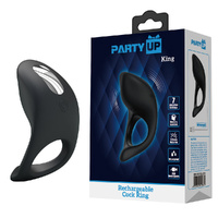 Party Up KING Rechargeable Cock Ring Black USB Rechargeable Cock Ring
