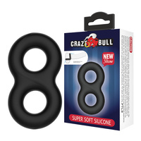 CRAZY BULL Double Donut Cock & Ball Ring Black Cock & Ball Ring