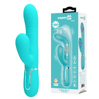 Party Up PAUL Rolling Beads Vibrator - Teal Teal 22.6 cm USB Rechargeable Thrusting Rabbit Vibrator