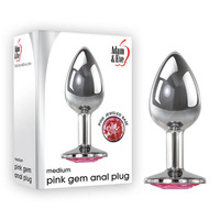 Gem Anal Plug Medium  Medium 8.2cm Metal Butt Plug With  Gem