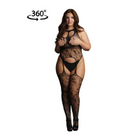 Lace suspender bodystocking/round neck OSX
