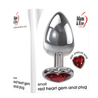 Heart Gen Anal Plug Small Metallic 7.1cm Butt Plug With Heart Gem Base