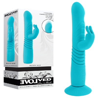 Evolved Bunny Hop Teal 25.1cm Usb Rechargeable Thrusting Rabbit Vibrator With Suction Base