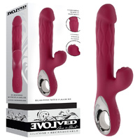 Evolved BURSTING WITH PLEASURE Red 25.4 cm USB Rechargeable Vibrator with Tapping Clitoral Stimulator