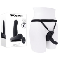 Evolved COME CLOSER Black USB Rechargeable Vibrating Strap-On with Remote