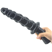 11" Ribbed Anal Beads + Handle