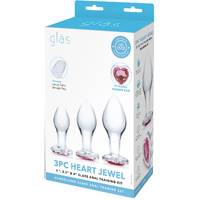 3Pc Heart Jewel Glass Anal Training Kit