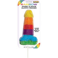 Sweet &amp; Sour Jumbow Rainbow Gummy Cock Pop