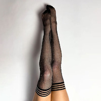 Kixies Angelica  Fishnet Rhinestone Thigh Highs  Size D