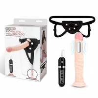 Lux Fetish 8.5" Realistic Vibrating Dildo & Strap On Harness Set
