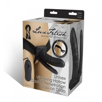 Lux Fetish Unisex Vibrating Hollow Double Penetration Strap On Dildo