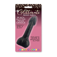 Glitterati Black Glitter Penis Candle Black 10 cm Penis Party Candle