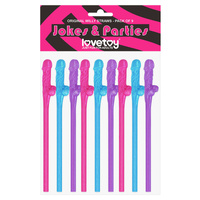 Jokes & Parties Original Willy Straws Coloured Dicky Straws Set Of 9
