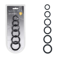LEVELZ Classic Silicone Cock Ring Set of 6 Black Cock Rings - Set of 6 Sizes