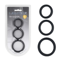 LEVELZ Wide O Silicone Cock Ring Set of 3 - S/M/L Black Cock Rings - Set of 3 Sizes