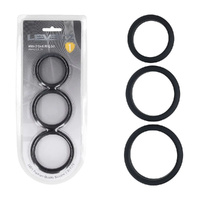 LEVELZ Wide O Silicone Cock Ring Set of 3 - L/XL/2X Black Cock Rings - Set of 3 Sizes