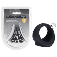 LEVELZ Silicone Cock & Ball Harness - Black Black Cock & Ball Ring