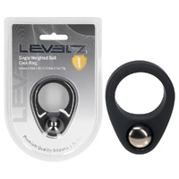 LEVELZ Single Weighted Ball Cock Ring - Black Black Weighted Cock Ring