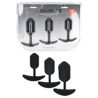 LEVELZ Silicone Weighted Anal Plug Training Set Black Weighted Butt Plugs - Set of 3 Sizes