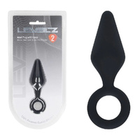 LEVELZ Silicone Anal Plug with Loop - Small - Black Black Small Butt Plug