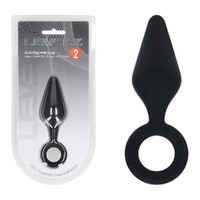 LEVELZ Silicone Anal Plug with Loop - Medium - Black Black Medium Butt Plug