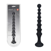 LEVELZ Ribbed Silicone Flared Anal Probe Black 26.7 cm Anal Beads