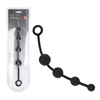 LEVELZ Curved Silicone Anal Beads - Black Black 29.5 cm Anal Beads