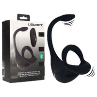 LEVELZ Remote Controlled Vibrating TriO Cock Ring with Prostate Stimulator Black USB Rechargeable Vibrating Cock Ring with Anal Plug