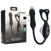 LEVELZ Vibrating & Thrusting TriO Cock Ring with Prostate Stimulator Black USB Rechargeable Vibrating Cock Ring with Thrusting Prostate Plug
